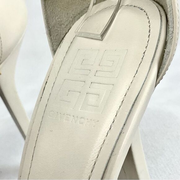 Givenchy G Lock Platform Heels Beige Sz 39.5 Pointed Toe Ankle Strap - Picture 8 of 12